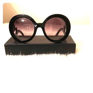 Prada 27NS Black Minimal-baroque round sunglasses